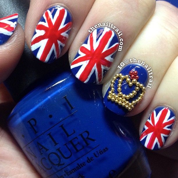 Британский флаг на ногтях: лучшие фото английского маникюра