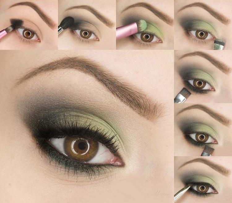 Макияж для зелёных глаз и тёмных волос: фото пошагово, видео