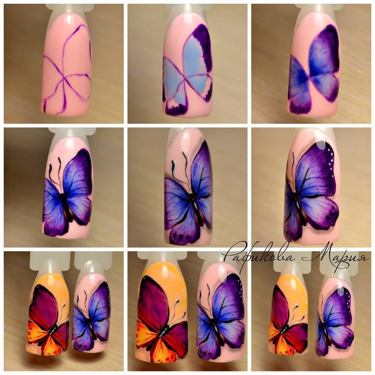 Как нарисовать бабочку на ногтях в домашних условиях — пошаговая инструкция