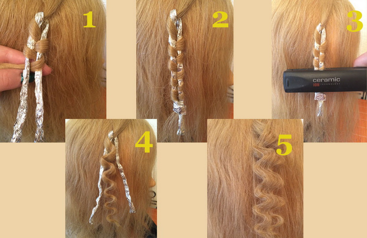 Как сделать локоны при помощи утюжка для волос и фольги