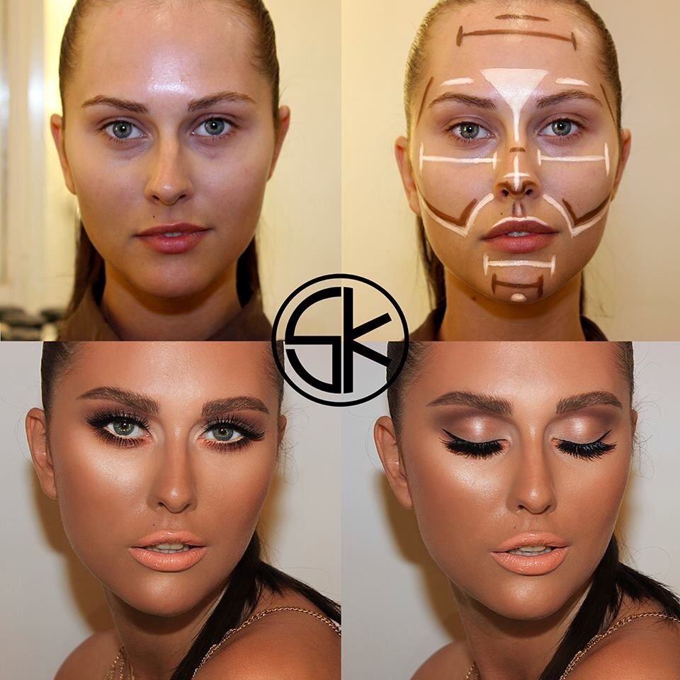 Коррекция лица с помощью макияжа -