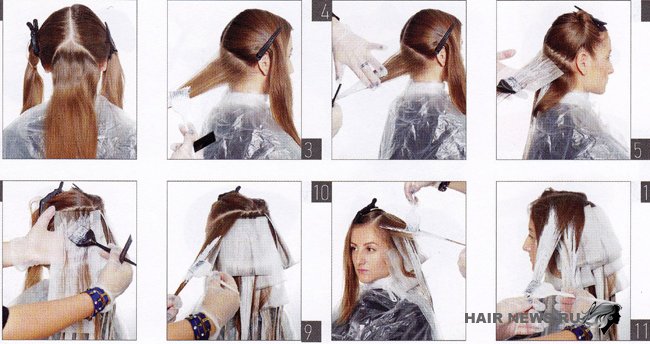 Как выполняется техника окраски волос