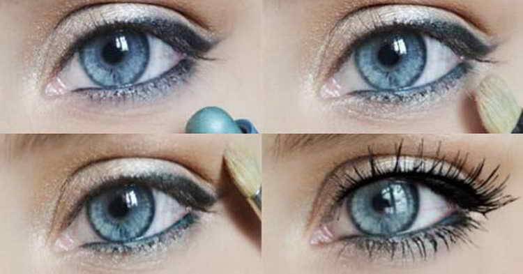 Красивый новогодний макияж-2023 для голубых глаз: пошаговые фото, видео, простые рекомендации визажистов