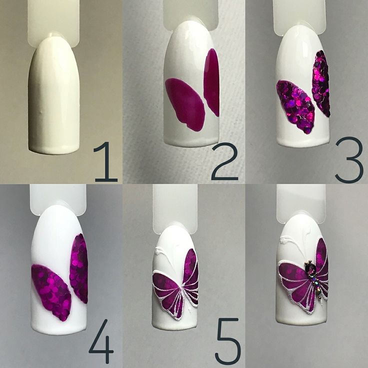 Как нарисовать бабочку на ногтях в домашних условиях — пошаговая инструкция