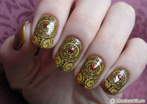 Восточный маникюр: красивые ногти с восточными рисунками арабески, гирих, ислими
