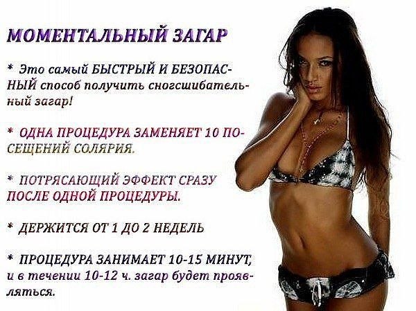 Схема нанесения моментального загара