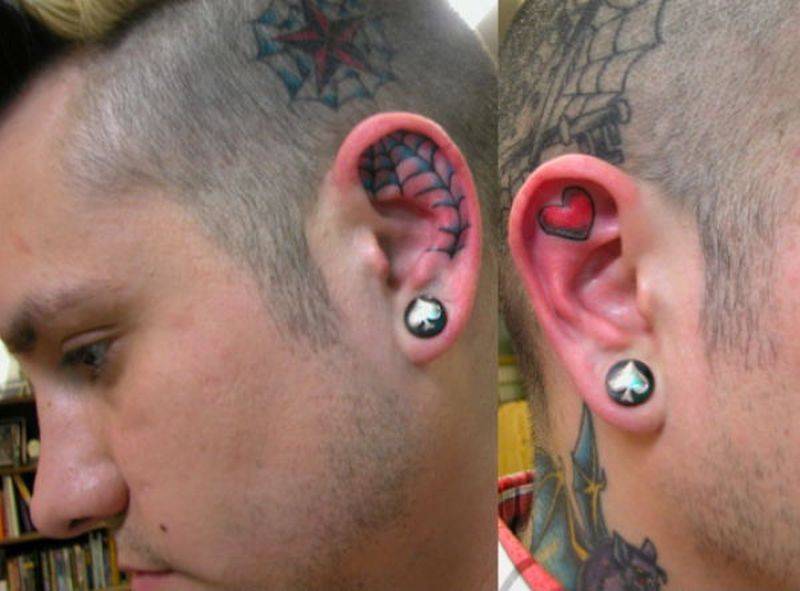Что значат проколотые уши у мужчины. Тату на мочке уха у мужчин.