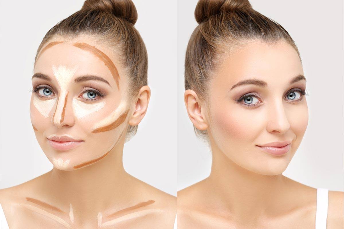 Как с помощью прически сделать лицо уже с помощью макияжа