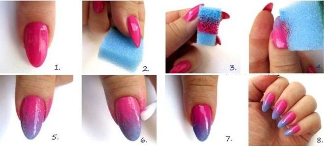 Как сделать градиент на ногтях в домашних условиях гель лаком пошагово с фото
