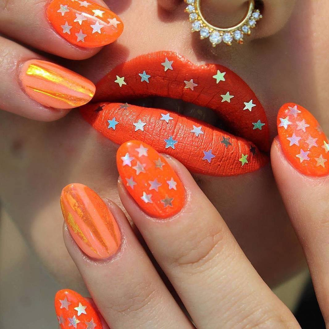 Оранжевый маникюр - 140 фото шикарного дизайна ногтей для всех!