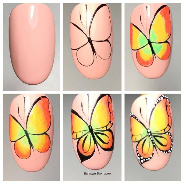 Рисунок бабочки на ногтях {50 фото} — дизайн & новинки 2018