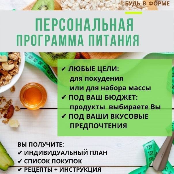 Личный план питания бесплатно