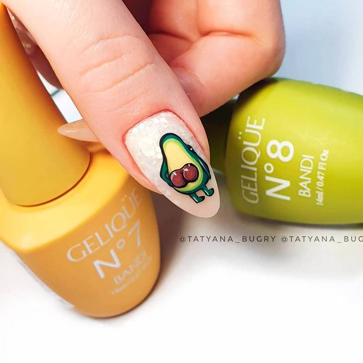 Авокадо на ногтях рисунок