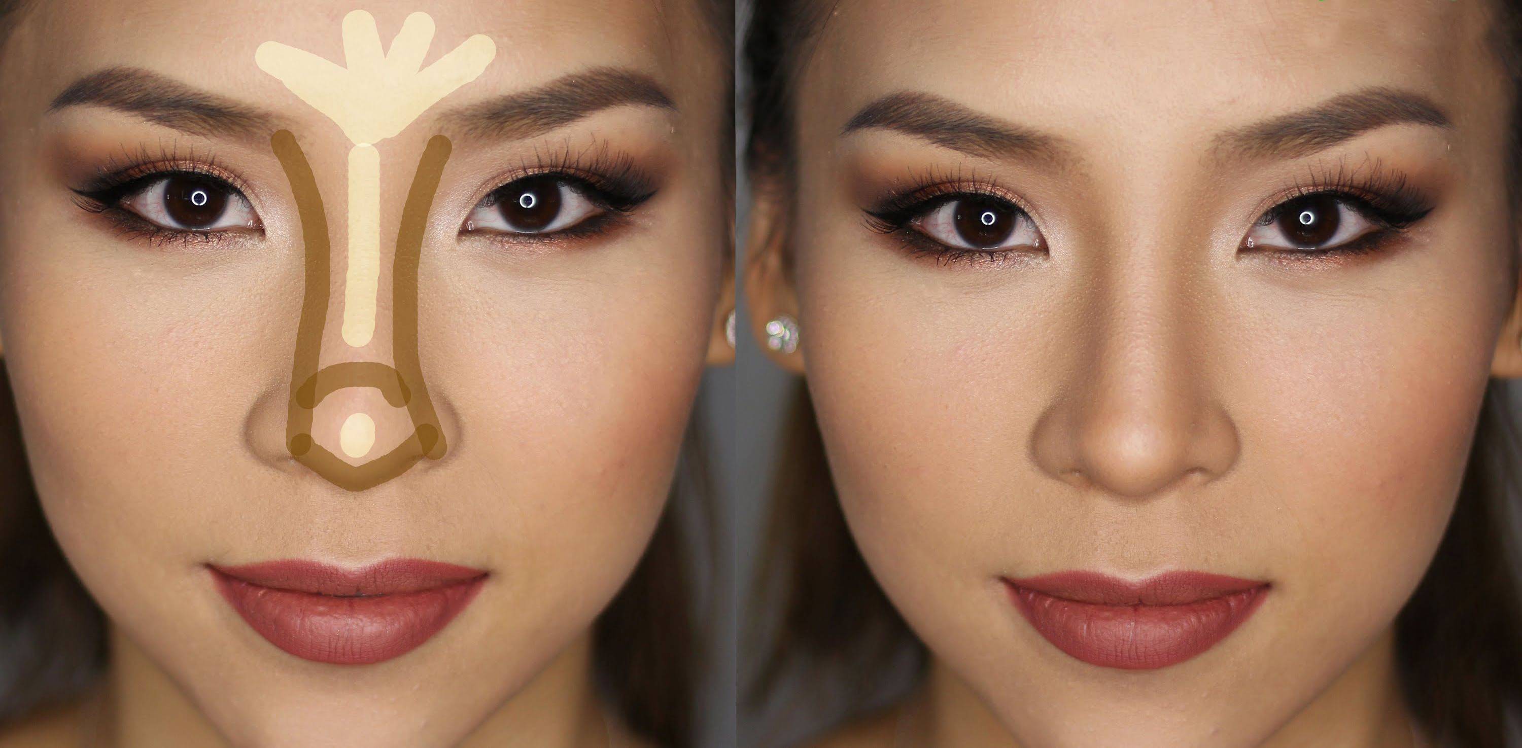 Как зрительно уменьшить нос с помощью макияжа фото