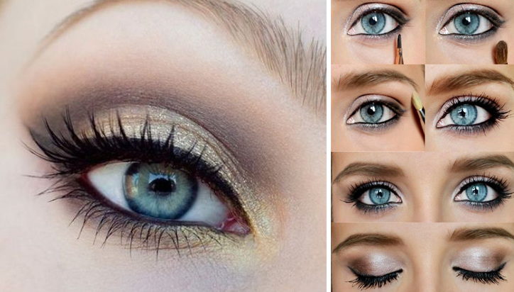 Вечерний макияж для голубых глаз- 3 лучших вариации