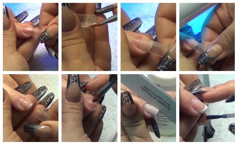 Наращивание ногтей на типсы: моделирование, жидкие типсы