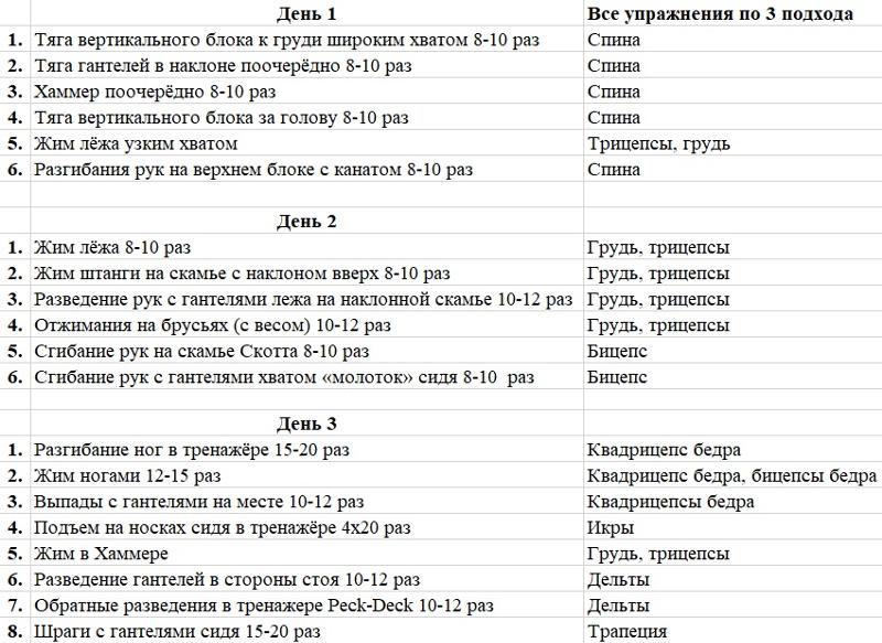 Составить план тренировок в тренажерном зале онлайн бесплатно