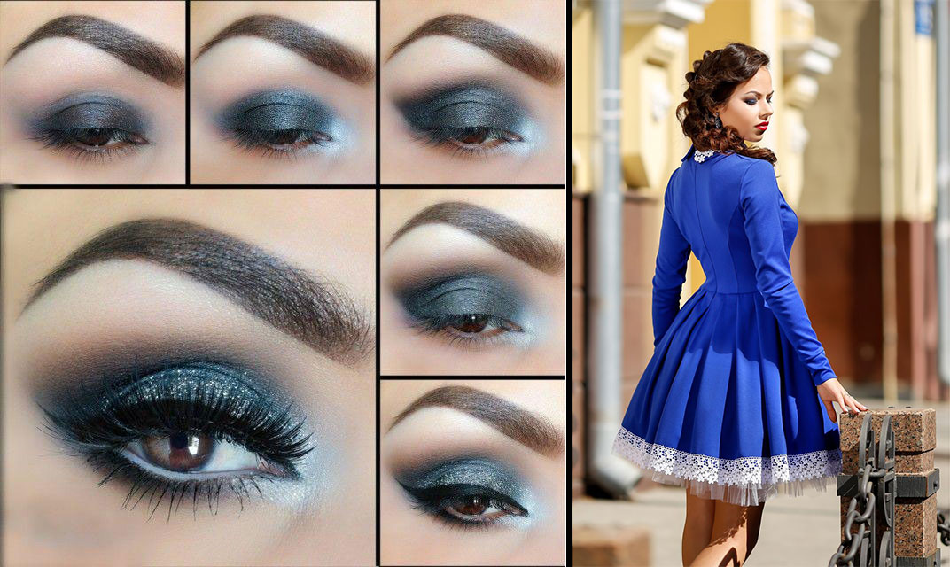 Макияж для синего платья. вечерний макияж под синее платье | школа красоты