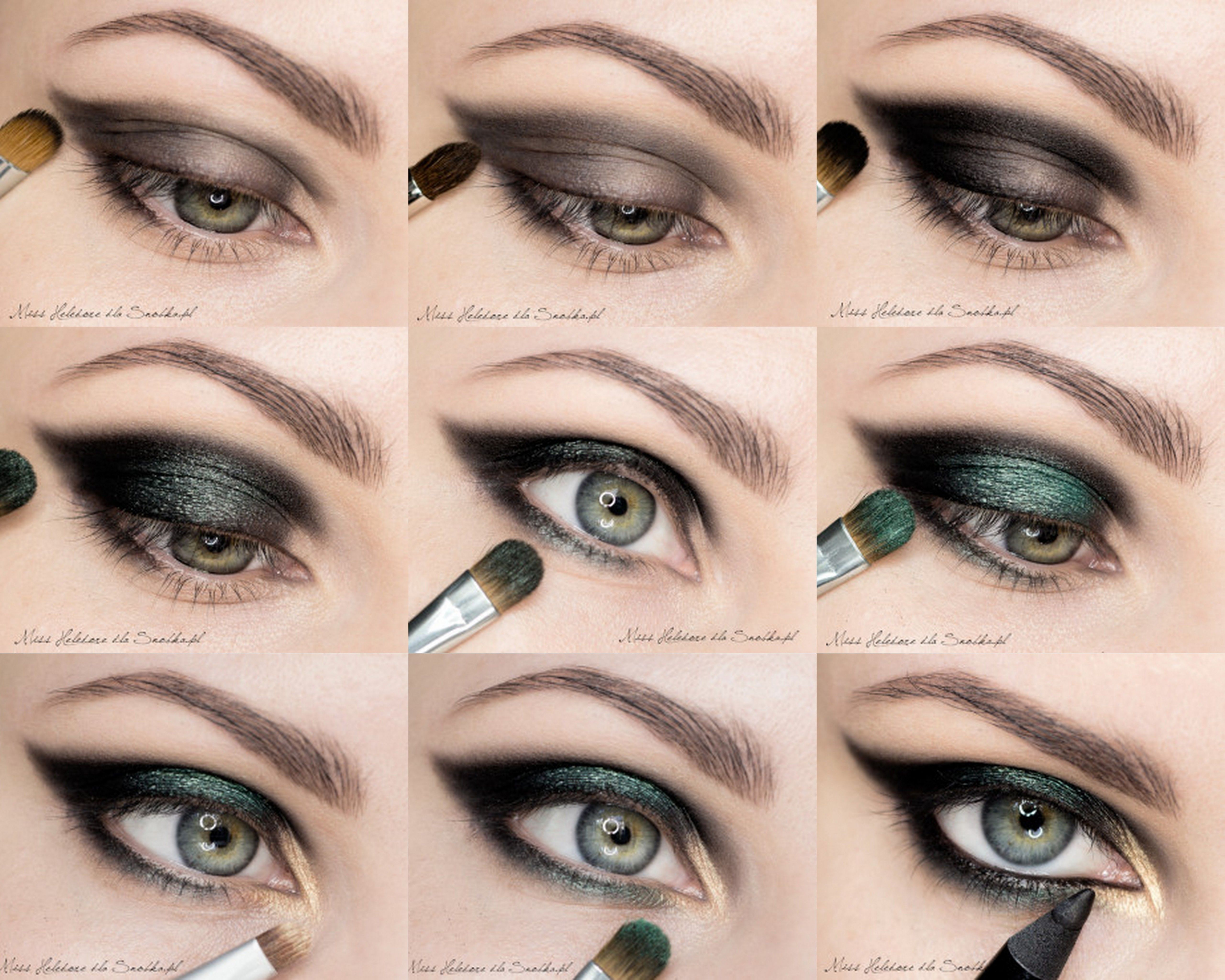 Макияж для зелёных глаз и тёмных волос: фото пошагово, видео