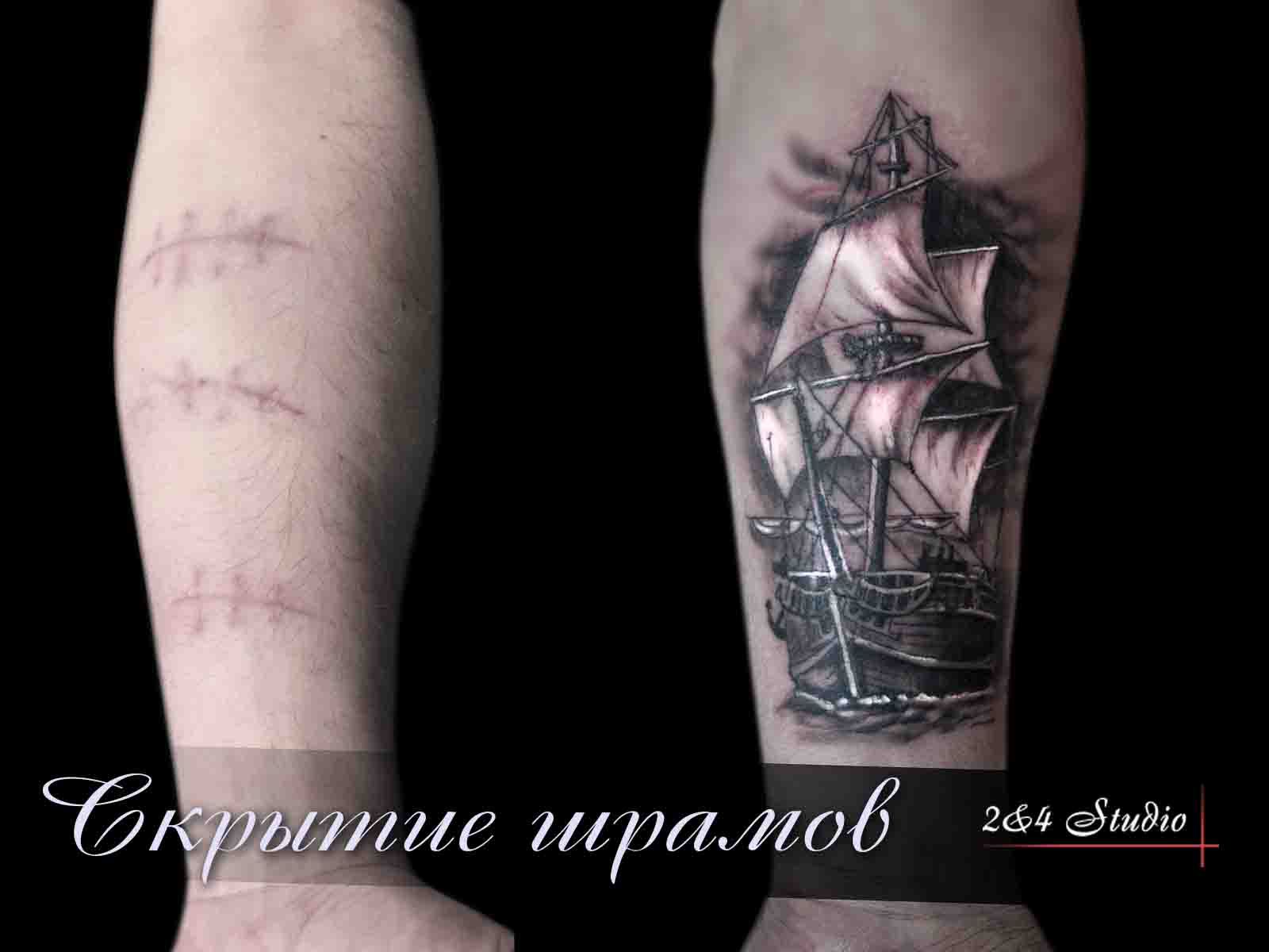 Перекрытие татуировкой шрам на руке мужские