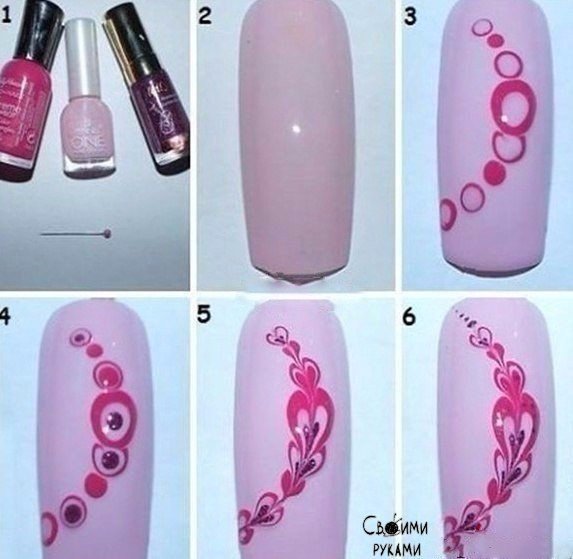 Как сделать узоры на ногтях иголкой гель-лаком при помощи сухой и мокрой техники рисования