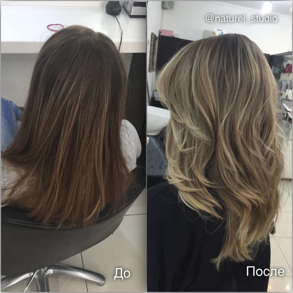 Мелирование вуаль на русые волосы фото до и после