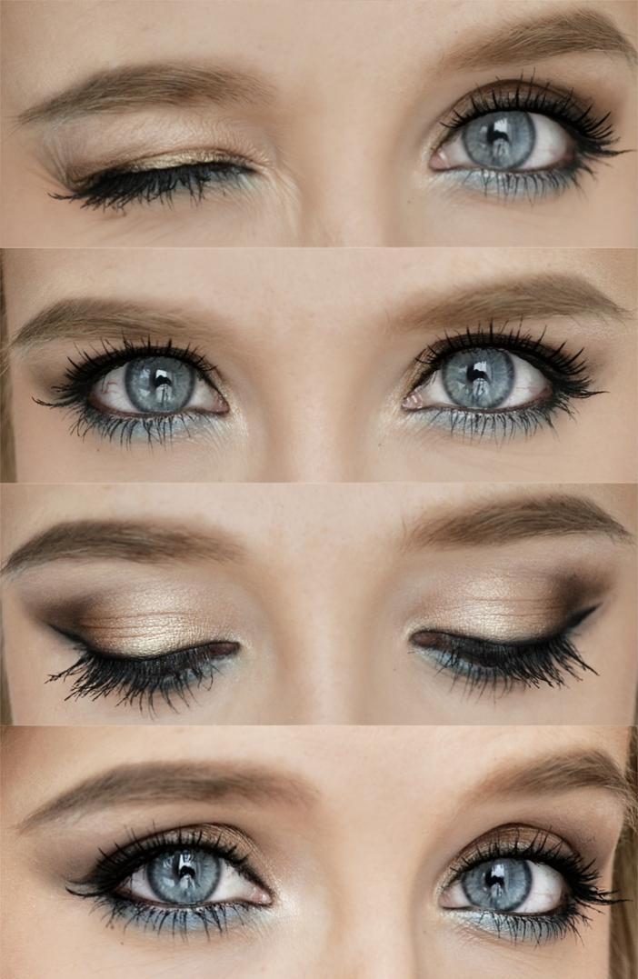 Дневной макияж для серо-голубых глаз: урок с пошаговыми фото