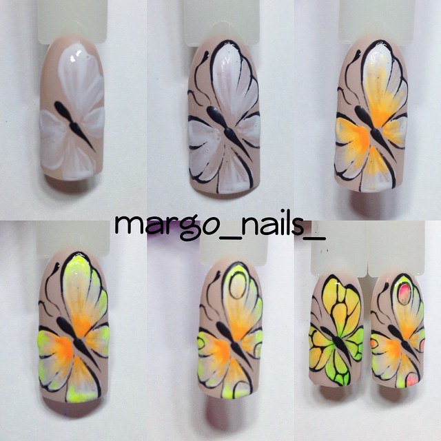 Рисунки бабочек на ногтях