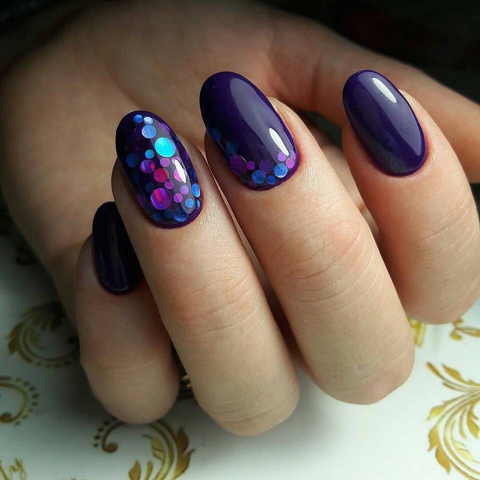 Сине фиолетовые ногти