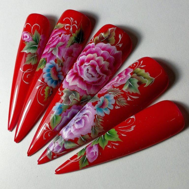 Китайская роспись ногтей, роспись на ногтях пошагово, дизайн ногтей акриловыми красками, китайский маникюр