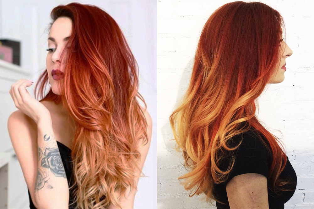 Окрашивание волос от красного к светлому