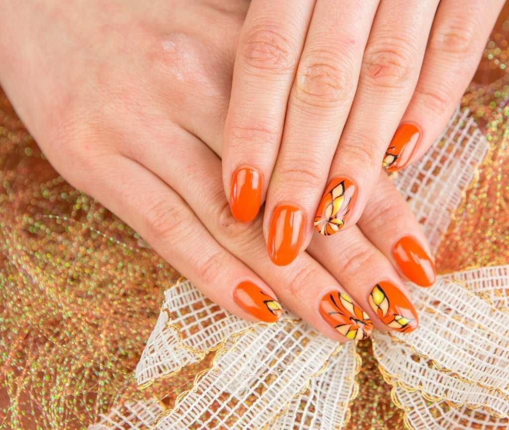 Оранжевый маникюр: фото дизайна оранжевых ногтей, маникюр с оранжевым лаком, гель-лаком, шеллаком