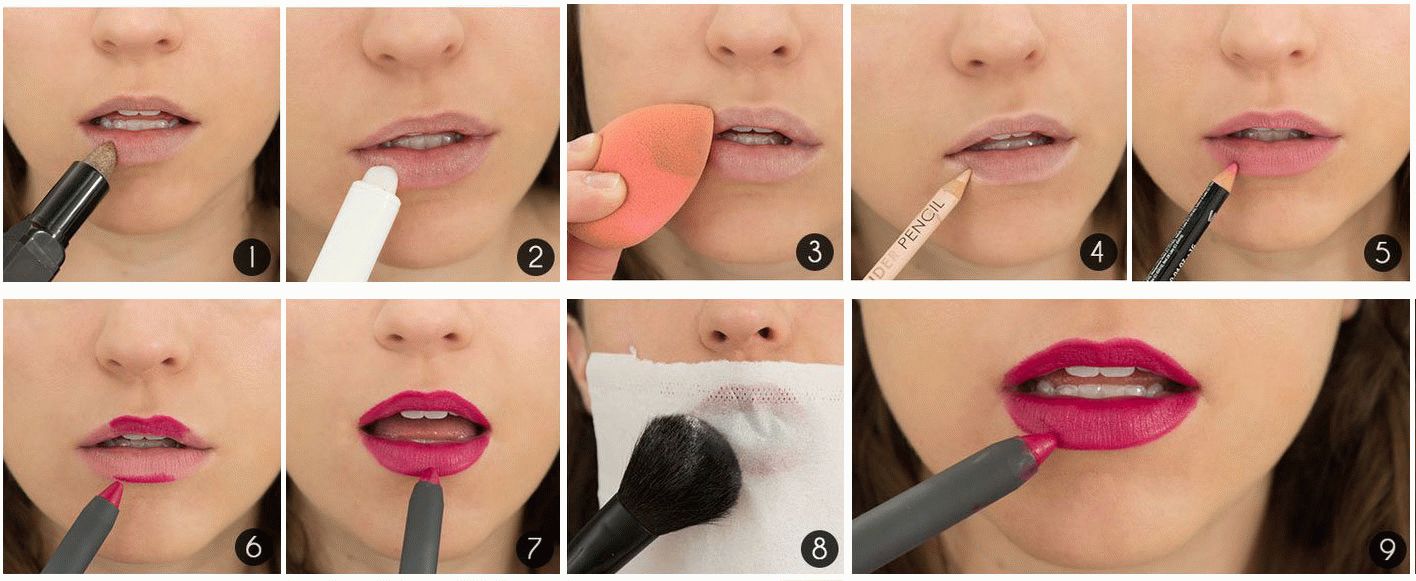 Как накрасить губы чтобы они казались пухлыми фото пошагово
