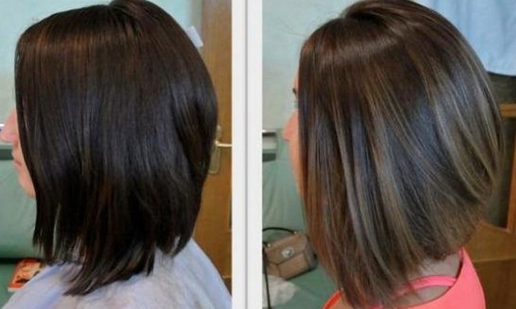 Мелкое мелирование на черные волосы фото до и после