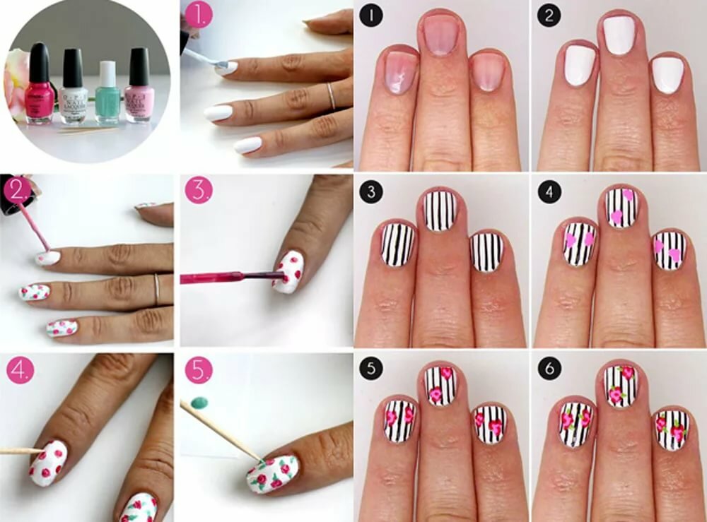 Рисунки для ногтей для начинающих в домашних условиях, фото и пошаговая инструкция