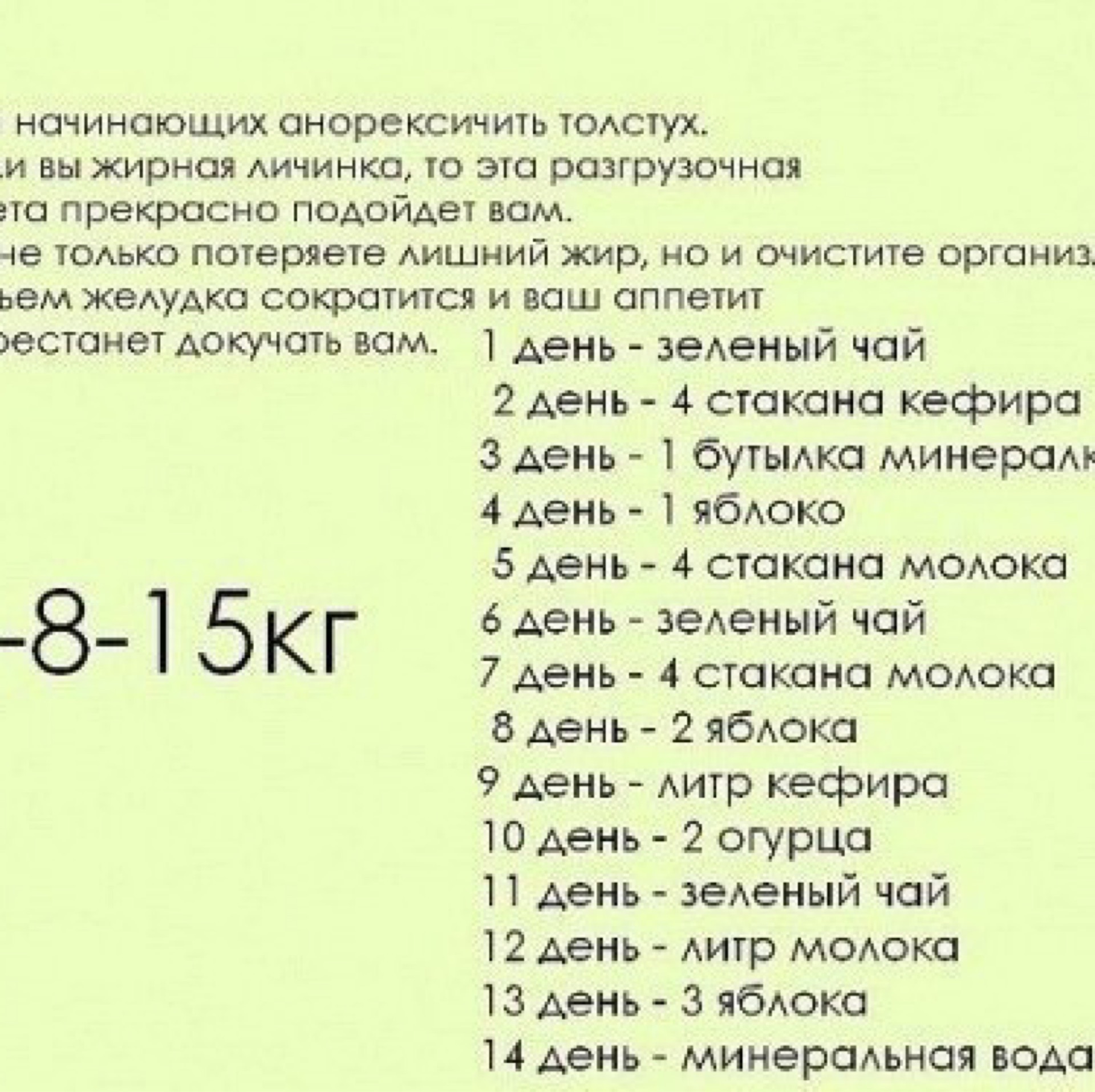 Диета -10 килограмм за месяц