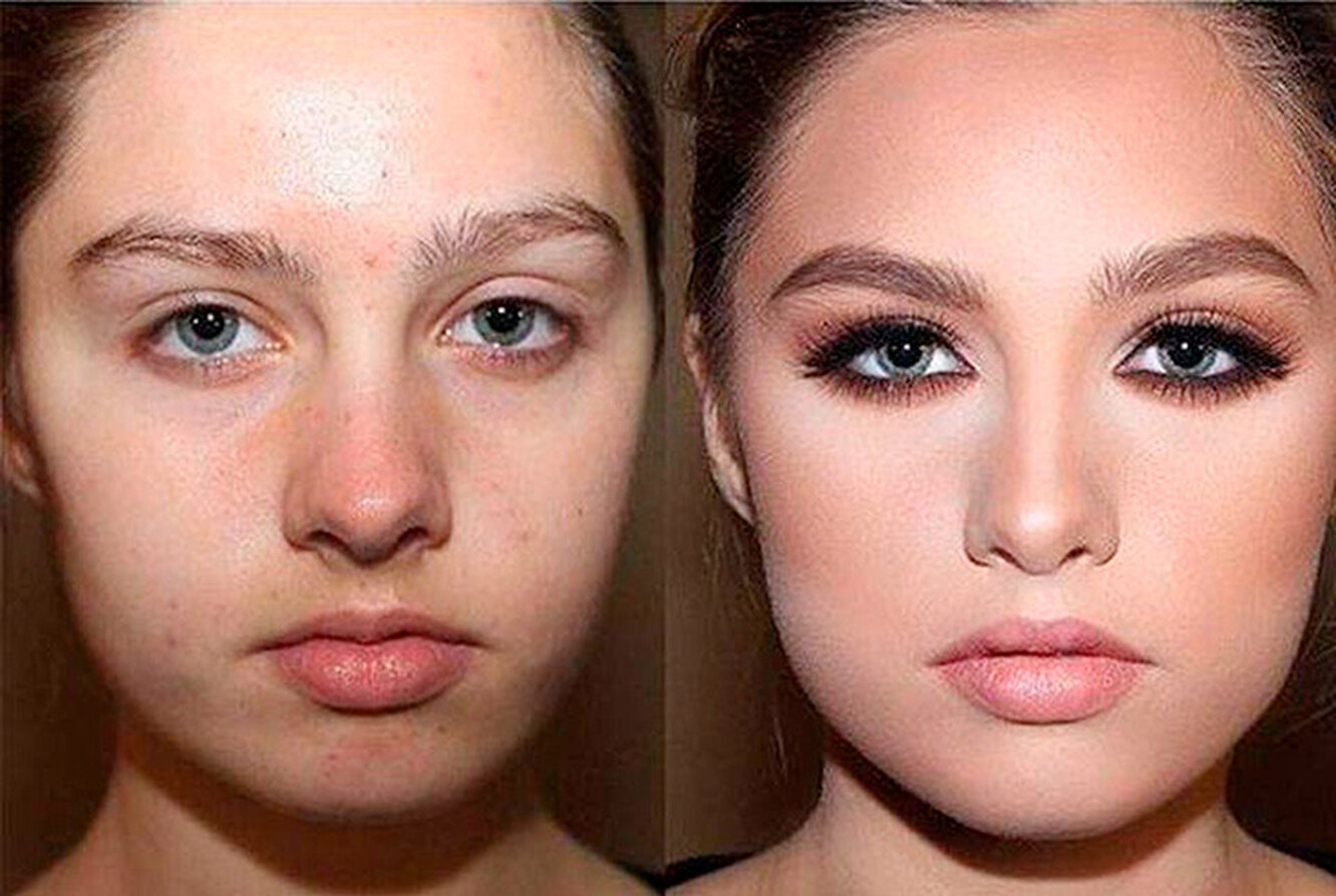 Коррекция лица с помощью макияжа -