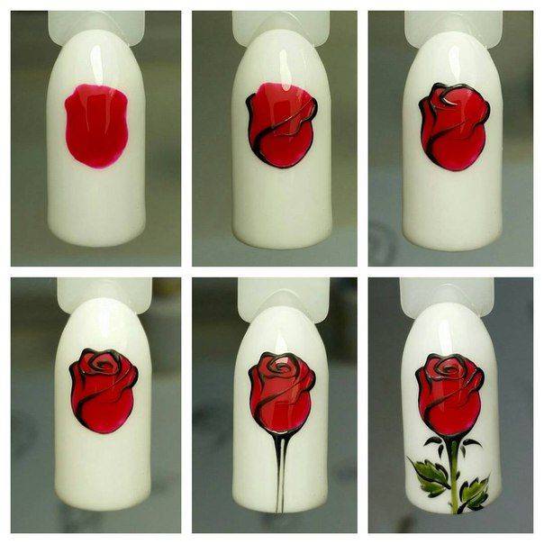 Как сделать простую розу на ногтях: ногти с розочкой нарисовать
