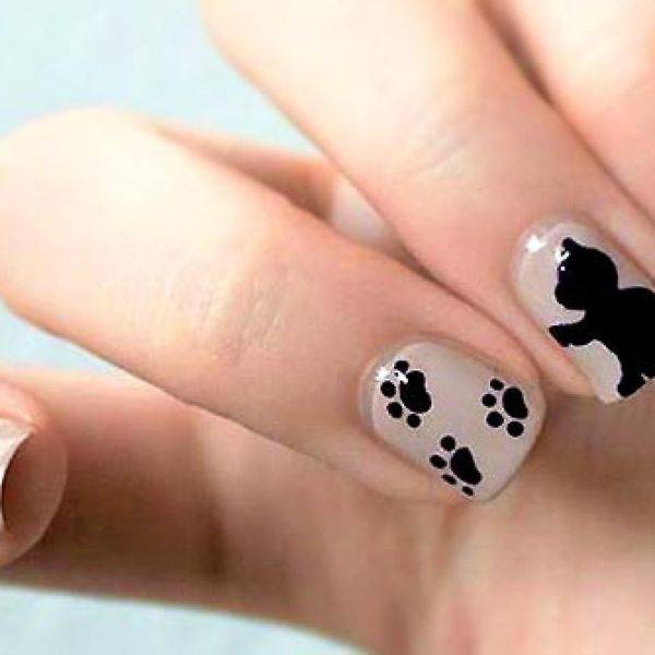 Как нарисовать кота на ногтях