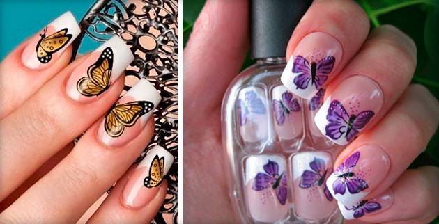 Маникюр с бабочками: 105 фото, лучший дизайн ногтей с бабочками