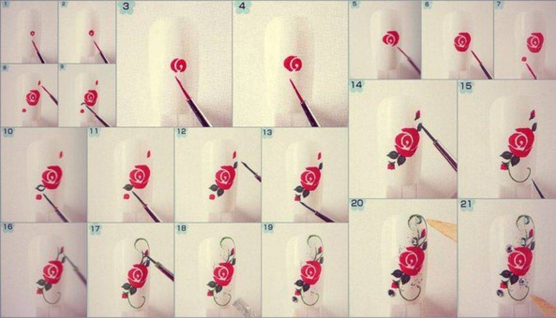 Как нарисовать розу на ногтях – простые техники выполнения