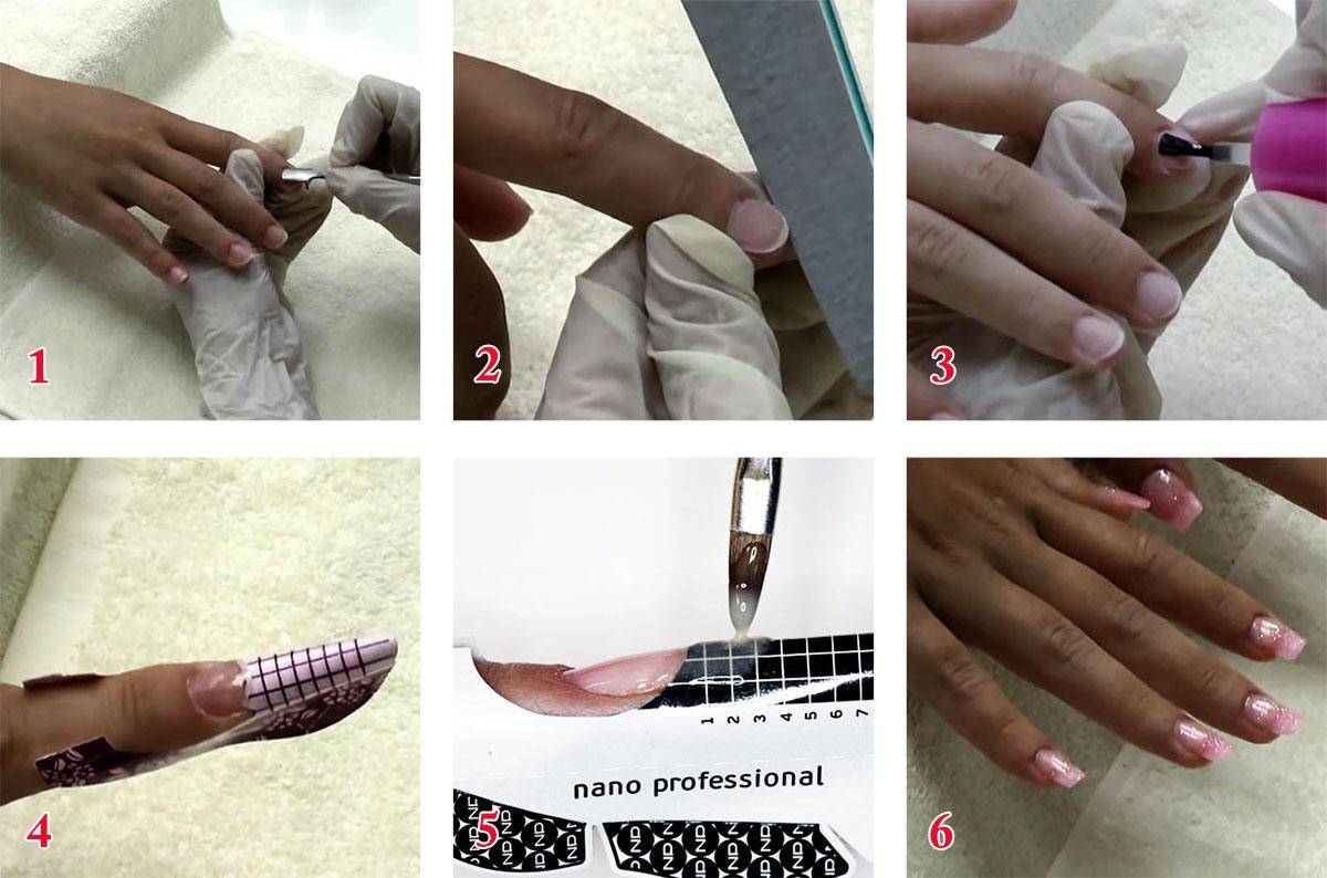 Как нарастить ногти в домашних условиях гелем для начинающих самой себе пошагово фото поэтапно