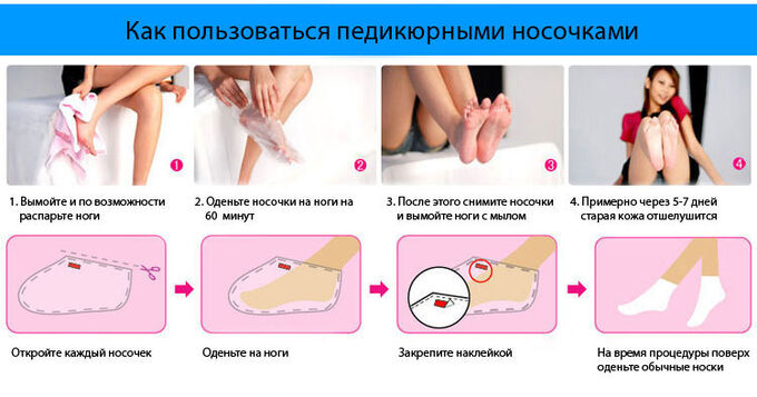 Носки для педикюра: как пользоваться, отзывы врачей, эффект на фото и видео
