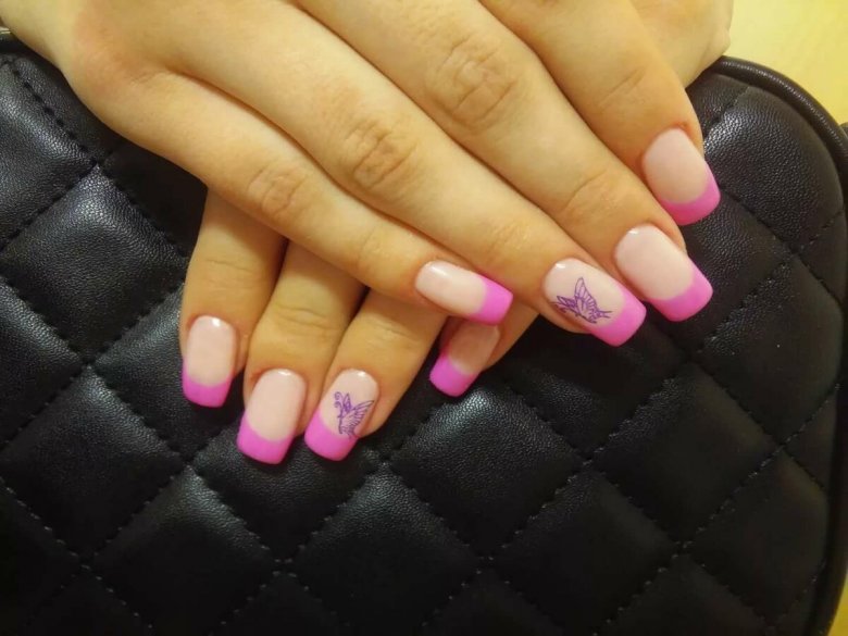 Розовый френч - 69 фото новинок дизайна ногтей
