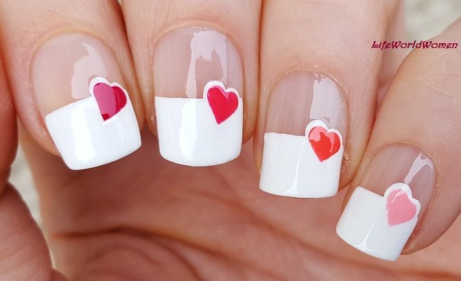 Дизайн ногтей с сердечками 2021 фото романтичные идеи