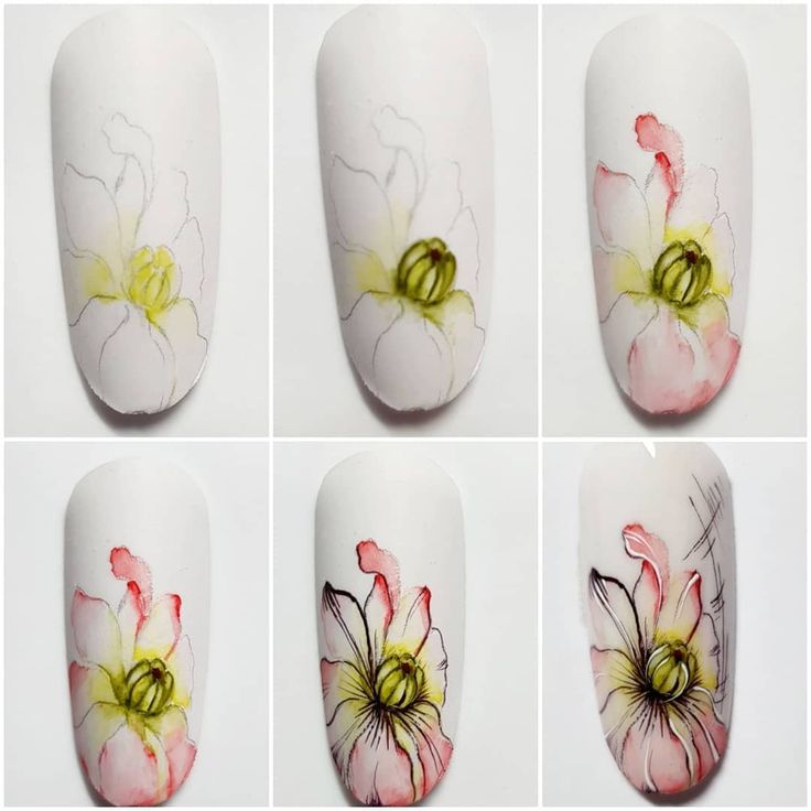 Как нарисовать красивые цветы на ногтях